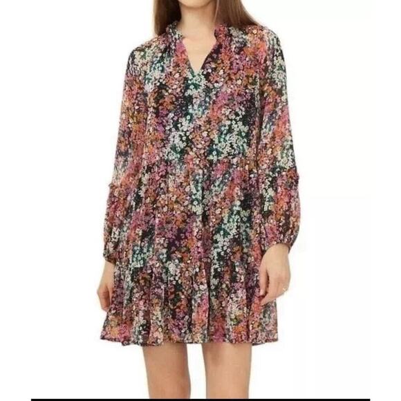 Vince Camuto Ditsy Floral 3 Tier Mini Babydoll Dress Size M Multicolor C… - Picture 1 of 8